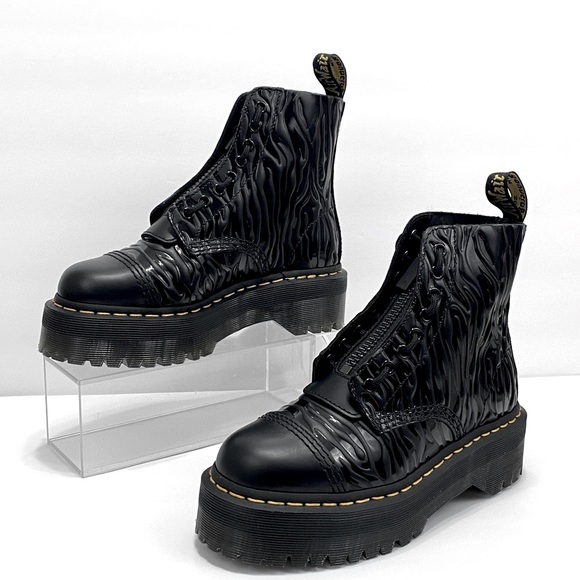 NEW DR MARTENS SINCLAIR ZEBRA SMOOTH LEATHER PLATFORM BOOTS - Picture 5 of 12
